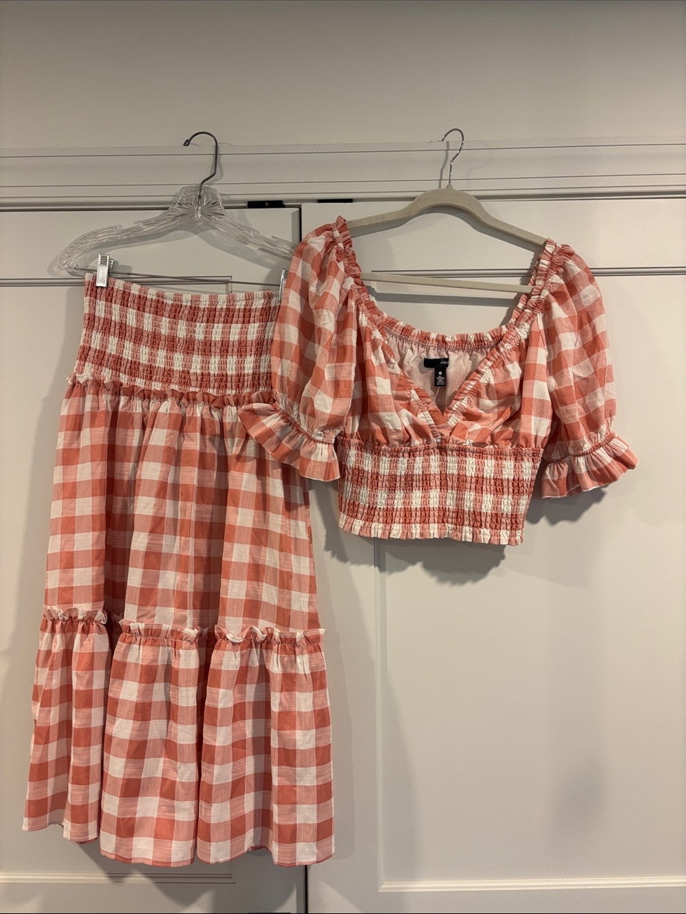 Aqua Pink and White Gingham Set